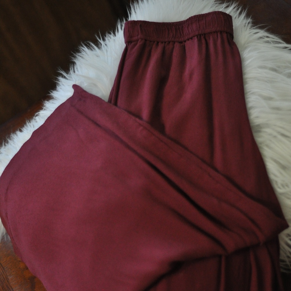 Madewell Maroon Pull-On Cropped Gaucho Pants